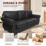 Couchus Mid-Century Vintage Sofa Couches with Rivet Design,loveseat Sofa,Removable Sofa Cover Upholstered Cushions and Solid Wood Frame (Grey, 3-Seater) Couchus