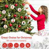 35 Pieces Sublimation Ornament Blanks，SPOKKI 3" Round Christmas Blank Sublimation Ornaments Double Side Sublimation Blanks Pendants with Ropes for DIY Decor Craft SPOKKI