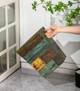 TIMRIS Small Wood Trash Can Wastebasket, Farmhouse Rectangular Garbage Can Waste Basket, Rustic Distressed Boho Wooden Trash Recycling Bin with Metal Handles, Reclaimed Wood Storage Basket (Random) TIMRIS