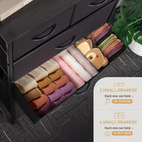Mifuro Tall Dresser for Bedroom, Vertical Storage Organizer Tower with 6 Drawers, Chest of Drawers with Fabric Bins, Steel Frame, Wood Top for Bedroom, Closet, Entryway- Black Mifuro