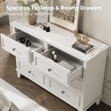 GarveeHome Farmhouse White Dresser for Bedroom with 6 Drawer, Double Dresser TV Stand with Vintage Handle, Wide Wood Dressers & Chests of Drawers, 6 Drawer Dressers for Bedroom, Living Room, Hallway GarveeHome