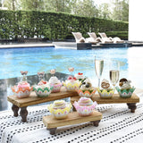 Ikee Design 3 Pcs Set Wooden Display Riser Stand, Wooden Cupcake Dessert Display Riser Stand for Jewelry, Monitor, Stackable and Portable, Oak Color Ikee Design