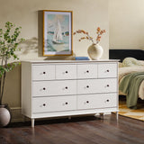 Walker Edison Modern 6-Drawer Solid Wood Dresser Bedroom Storage, 57 Inch, White Walker Edison