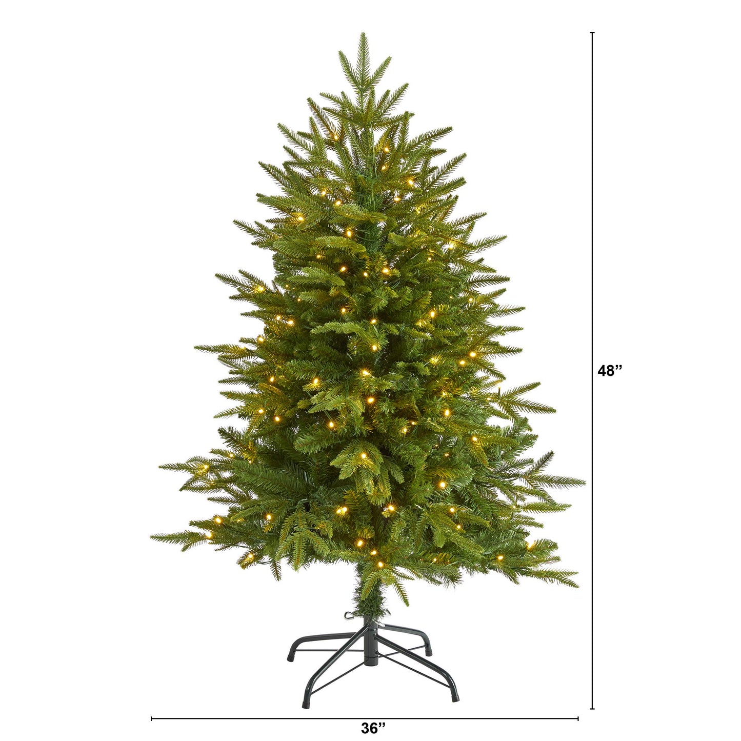 Nearly Natural 4ft. Colorado Mountain Fir Natural Look Artificial Christmas Tree with 150 Clear LED Lights