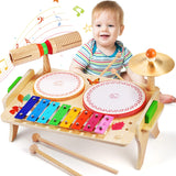 Wingyz Kids Drum Set for Toddlers Baby Music Instruments 7 in 1 Montessori Preschool Musical Toys Children Drum kit Xylophone Tambourine Birthday Gifts for Boys and Girls wingyz