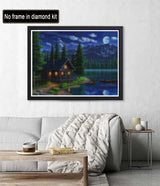 5D Diamond Painting Landscape, Paint with Diamonds DIY Diamond Art Moon Lake Hut, Diymood Painting by Number Kits Full Drill Rhinestone for Home Wall Decor 12x16inch Diymood