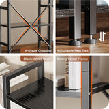 SUPERJARE Triple 6 Tier Bookshelf, Bookcase with 17 Open Display Shelves, Wide Book Shelf Book Case for Home & Office, Black SUPERJARE