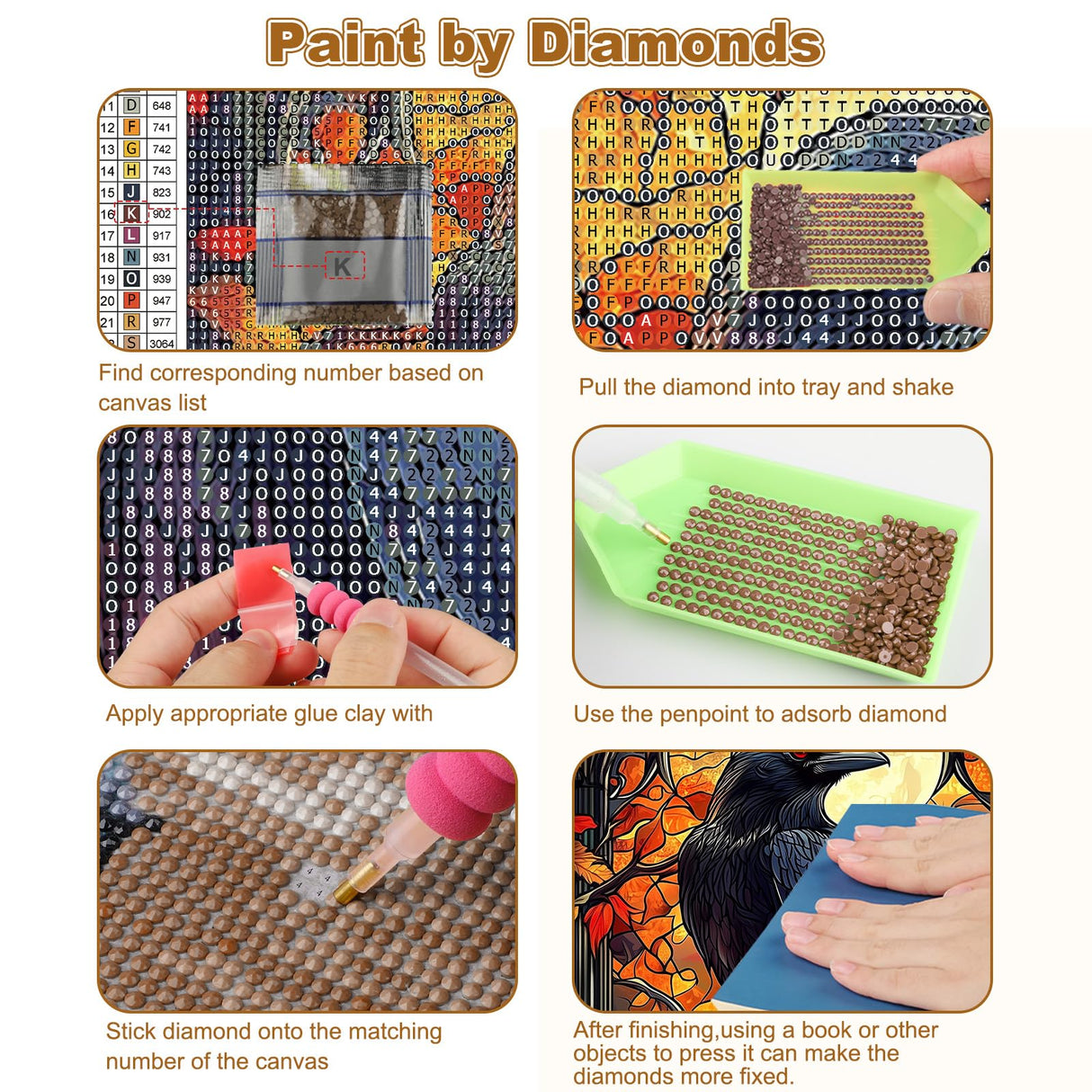 CEOVR Crow Diamond Art Kits for Adults, Raven Diamond Painting Dots DIY DIY Gem Art, Adult Crafts Kits Wall Decor for Home Office 12x16in CEOVR