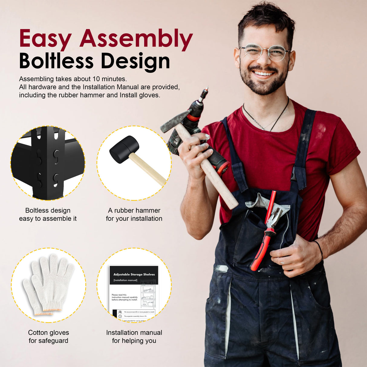 Prilinex Heavy Duty Storage Shelves 48" W x 24" D x 72" H - 3 Packs 5-Tier Adjustable Metal Garage Shelving Unit, Standing Utility Shelf Racks for Prilinex