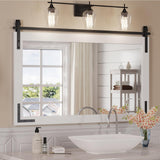 Mestikits Farmhouse Mirror 41x26 Inch, White Rustic Bathroom Mirror, Vanity Wood Framed Rectangular Wall Decor Mirrors for Entryway, Living Room, Bedroom Mestikits