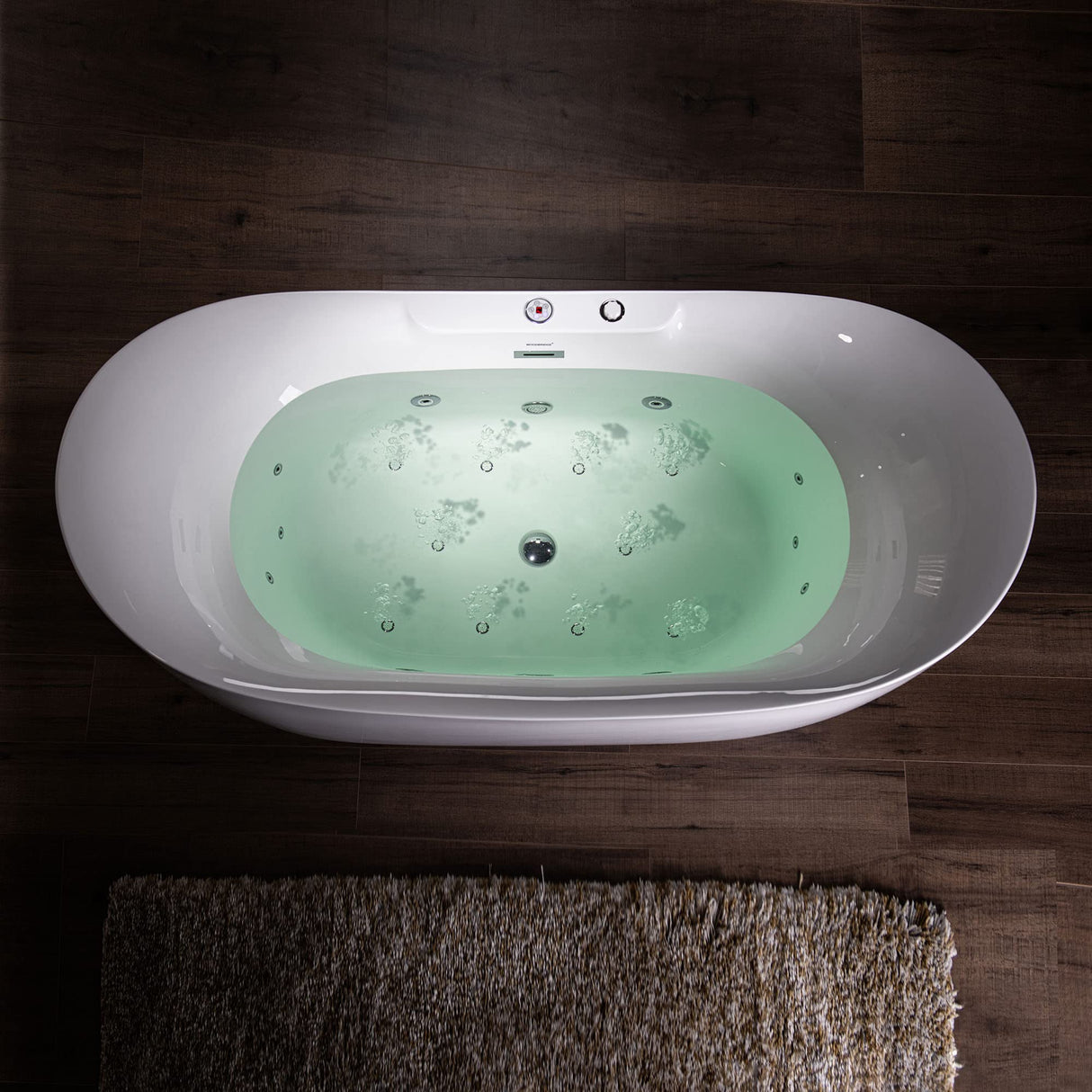 WOODBRIDGE 72" x 35-3/8" Whirlpool Water Jetted and Air Bubble Freestanding Heated Soaking Combination Bathtub with LED control panel, BJ400 WOODBRIDGE