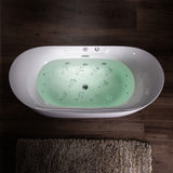 WOODBRIDGE 72" x 35-3/8" Whirlpool Water Jetted and Air Bubble Freestanding Heated Soaking Combination Bathtub with LED control panel, BJ400 WOODBRIDGE