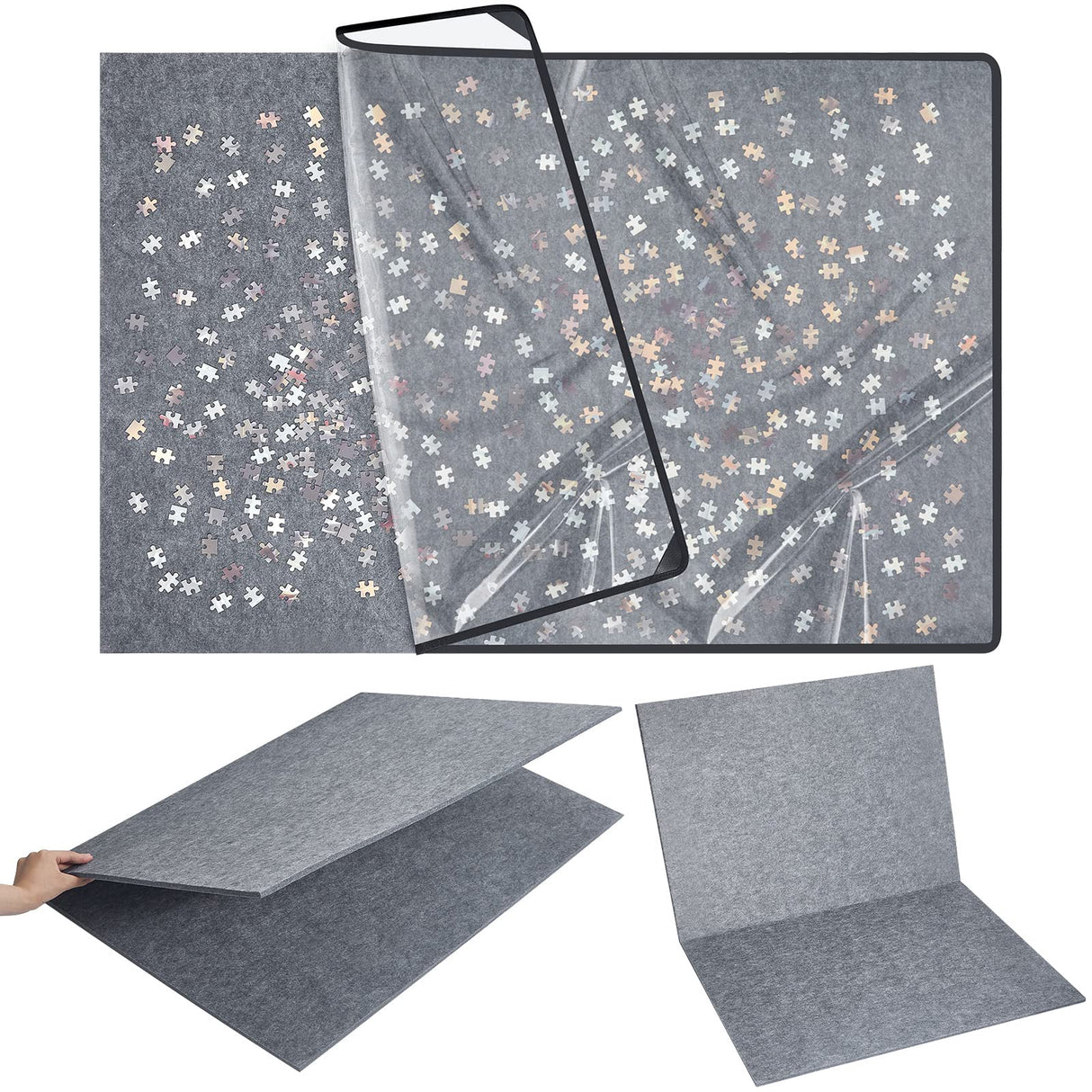 Sratte Jigsaw Puzzle Board with Dustproof Cover, Foldaway Felt Puzzle Board Portable Mat, Foldable Pad Storage, Non Slip Surface(45.7 x 30.7 Inch) Sratte