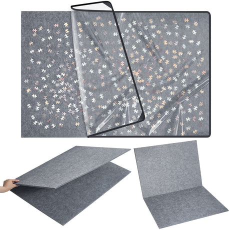 Sratte Jigsaw Puzzle Board with Dustproof Cover, Foldaway Felt Puzzle Board Portable Mat, Foldable Pad Storage, Non Slip Surface(45.7 x 30.7 Inch) Sratte