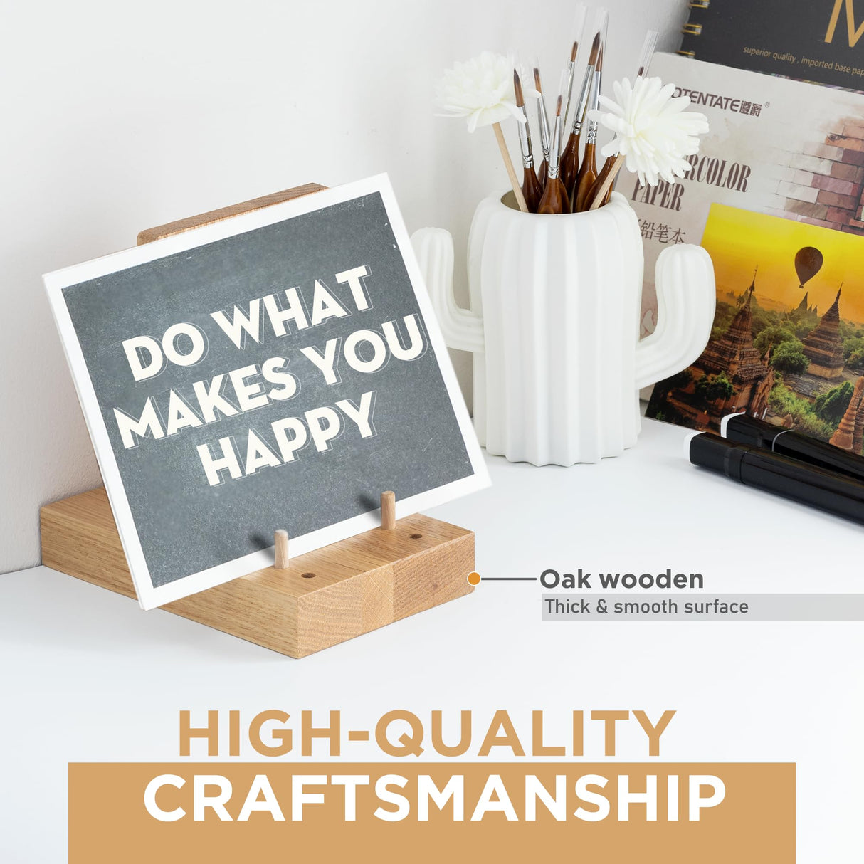 Plate Stand for Display - Adjustable 6x4 Inches Wooden Easel Stand, Picture Frame Holder, Decorative Tabletop Display Stand for Plates, Books, Photos, Posters & Menus by Demigo Demigo