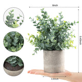 Coferset 2 Pack Small Fake Plants Eucalyptus Potted Artificial Plants for Shelf Desk Home Bathroom Farmhouse Room Coffee Table Decor (Sage Green) Coferset