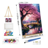 JOOZ Paint by Numbers Kit for Adults with Frame Moon Paint by Number with Easel Tree Adult Paint by Number Kits Framed Canvas Mountain Waterfall Oil Painting Kits for Gift Home Wall Decor 8x12 Inch JOOZ