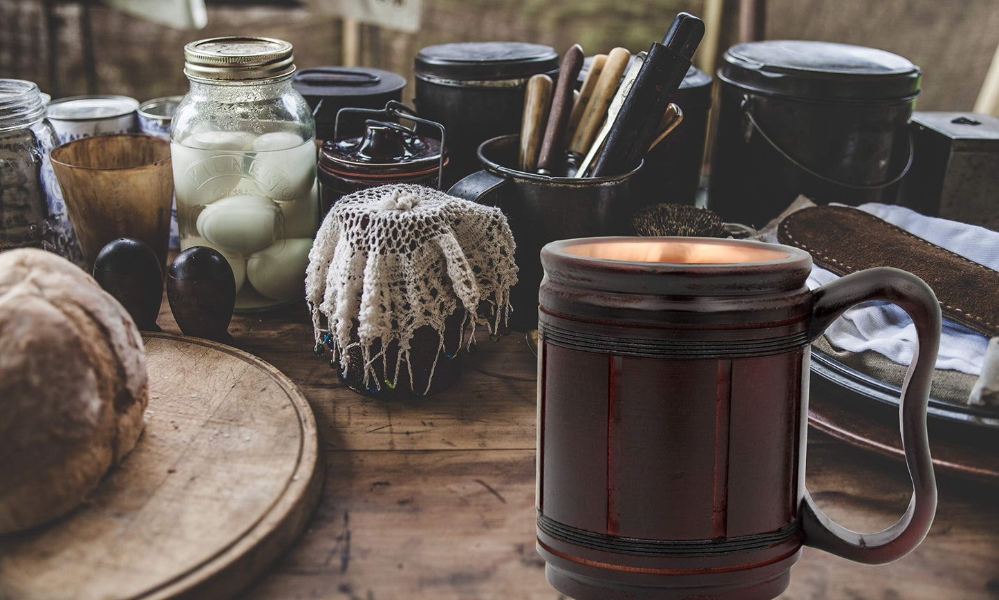 5MOONSUN5's Handmade wooden Beer Mug copper Cup Carved Natural Beer Stein Old-Fashioned Barrel Brown Vintage Bar accessories - Wood Carving Beer Mug Great Retro Design Beer Tankard for Men 16 - WoodArtSupply