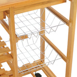 ZENY 4-Tier Stylish Wooden Kitchen Storage Cart with Drawers & Baskets ZENY