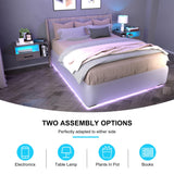 Bloddream Floating Nightstand with Charging Station and LED Light Strips, 21.3" Night Stand with Drawers, Floating Bedside with USB Ports and Outlets, Bedroom Furniture Bloddream