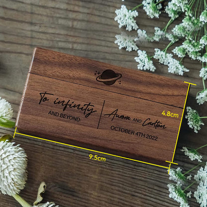 lmllml Custom Double Ring Box - Personalized Wooden Wedding Ring Box for 2 Rings Engraved Proposal Ceremony Ring Bearer Box, Wood Boho Box, Walnut - WoodArtSupply