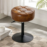 LUE BONA Adjustable Swivel Vanity Chair, Brown Faux Leather Stool for Makeup Room, Small for Bathroom, Living Room LUE BONA