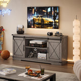 CABIHOME Farmhouse TV Stand and Entertainment Center for TV Up to 65 Inches with Sliding Barn Doors and Adjustable Shelf, TV Media Storage Console Table and Furniture for Living Room, Bedroom, Grey CABIHOME