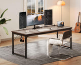 Coleshome 71 Inch Computer Desk with USB Ports, Large Office Desk, Long Study Student Writing Desk, Grey Oak Coleshome