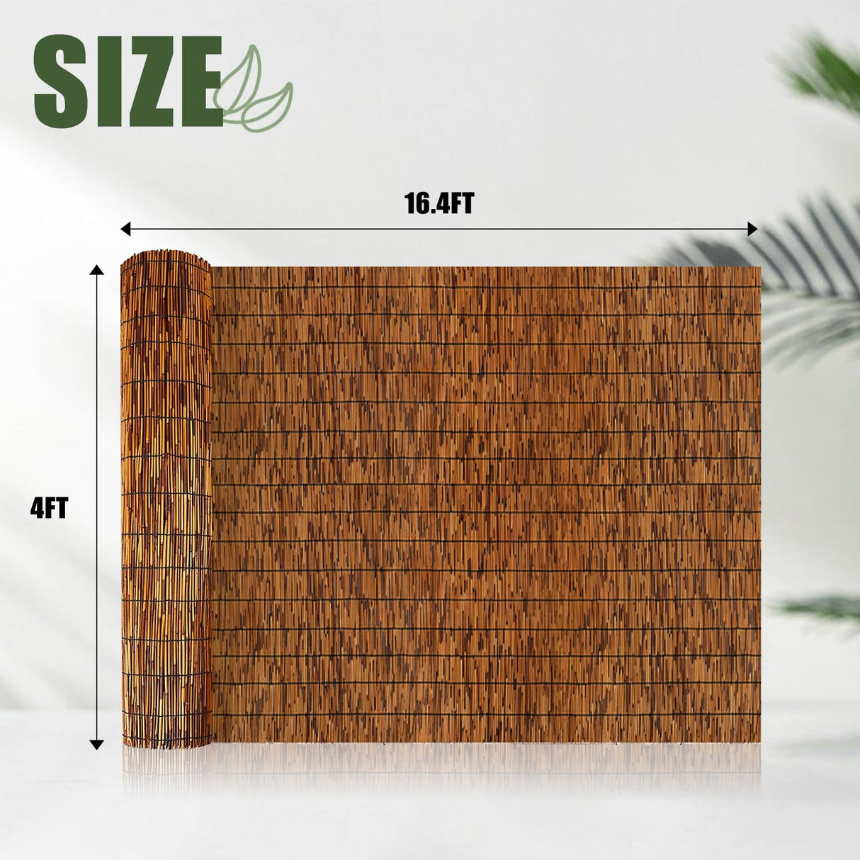 MOOKNAT Reed Bamboo Screen Fencing,4FT X 16.4FT Natural Reed Fencing Reed Screen for Balcony Reed Fence Bamboo Reed Fence 4 Feet High for Outdoor Backyard Patio(Brown) MOOKNAT