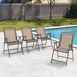 Crestlive Products Patio Folding Chairs Set of 8, Outdoor Folding Chairs with Durable Rust-Resistant Frame and Breathable Textilene Material for Outside, Brown Crestlive Products