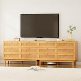 DHMAKER 6 Drawer Rattan Dresser for Bedroom, 48'' Modern Wooden Chest of Dressers with Spacious Storage, Beside Table for Closet, Entryway, Bedroom, Hallway, Living Room DHMAKER