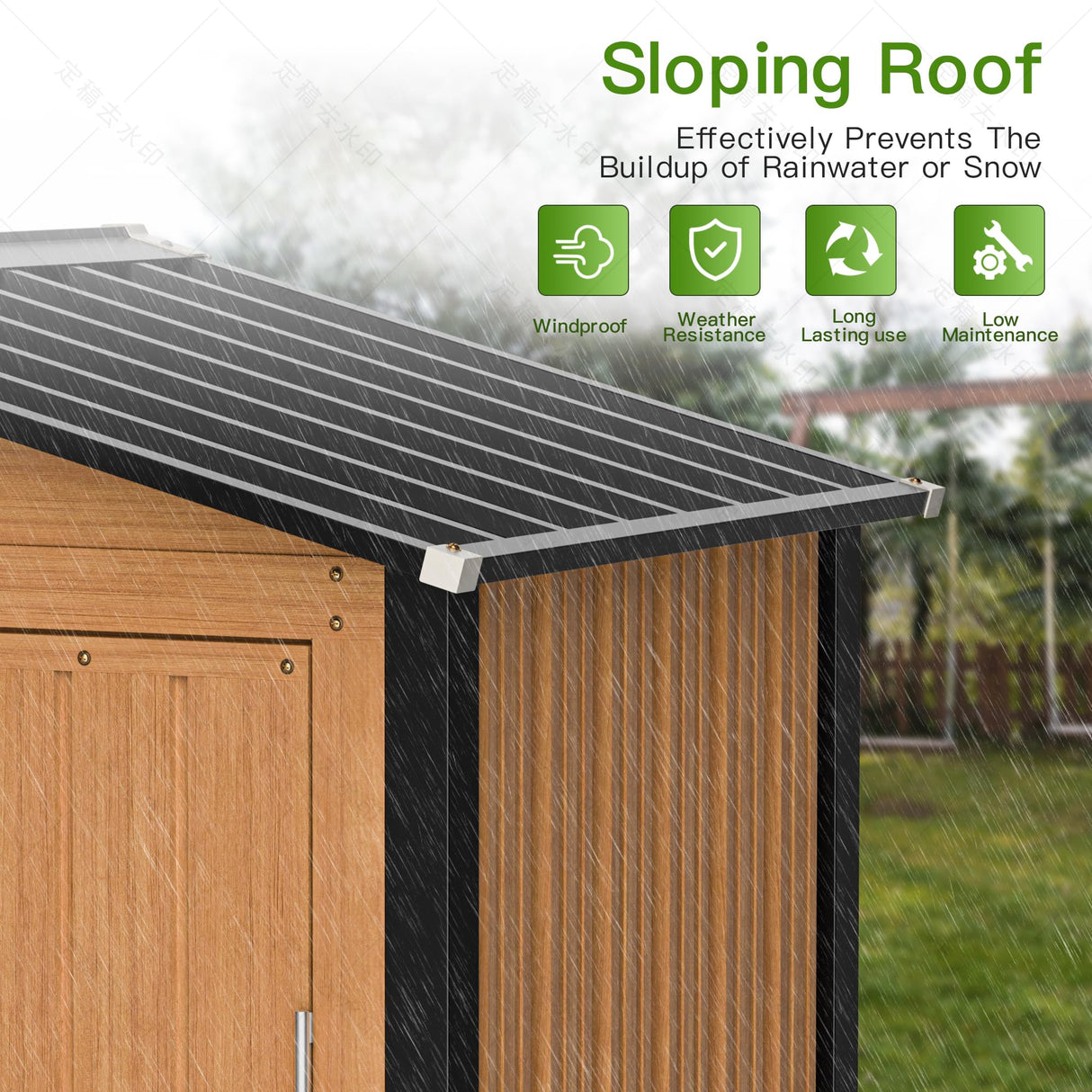 Florise Outdoor Storage Shed, 5x3 Ft Metal Steel Tiny House with Frame Floor & Lockable Door, Vertical Outside Storage Building for Garden, Backyard, Lawn, Patio Utility, Tool Storage Florise