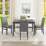 YWUFUART 48" Wooden Counter Height Rectangular Dining Table Set with 4 Chairs, 5-Piece Kitchen Table Set for Dining Room, Living Room, Kitchen, Black YWUFUART