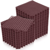 Tinideya 50 Pcs Drainage Interlocking Tiles Dry Deck Tiles 11.8'' X 11.8'' Interlocking Floor Tiles with Drain Holes, Non Slip TPE Soft Drainage Mats Modular Pool Floor Mat for Bathroom Patio (Brown) Tinideya