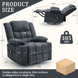 Korser 360° Swivel Rocker Recliner for Adults, Nursery Glider Recliner with Massage and Heating, Rocking Chair with Cup Holder, Manual Recliner Chair for Living Room, Bedroom (Fabric, Dark Gray) Korser
