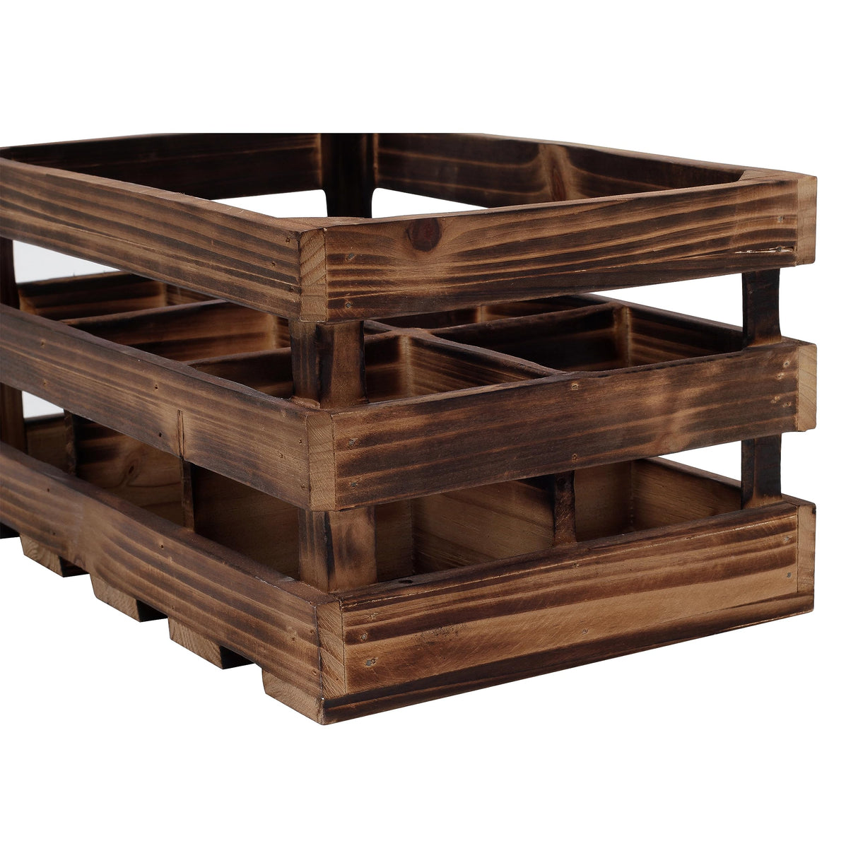 Sintosin Rustic 6 Bottle Wood Wine Racks Countertop, 13 x 8 inch Burning Finished Bottle Caddy, Handmade Farmhouse Wooden Wine Crates, Bottle Holder Decorative for Milk, Gifts for Wine Lovers Sintosin