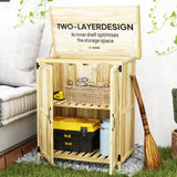 Outsunny Outdoor Storage Cabinet, Garden Tool Shed with Metal Tabletop and Shelf, Wooden Potting Bench with 2 Doors for Backyard, Patio, Lawn, Natural Wood Outsunny