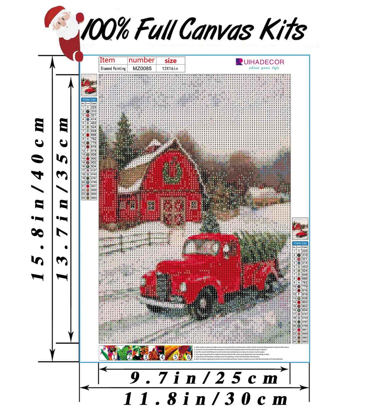 RUIHA Christmas Diamond Painting Kits,Winter Diamond Art Kit for Adults,5D Truck Paint with Diamond Full Drill for Parents-Children Interrction,Wall Decor(12x16) RUIHA