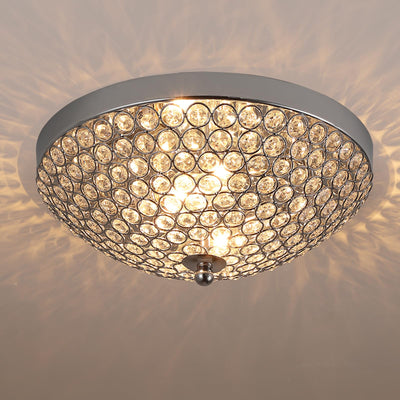 Litaddscen Modern Chrome Flush Mount Crystal Ceiling Light,2-Light Crystal Chandelier Ceiling Lighting for Bedroom Living Room Closet Kitchen,Hallway Light Fixtures with Sparkling Crystal Metal Shade