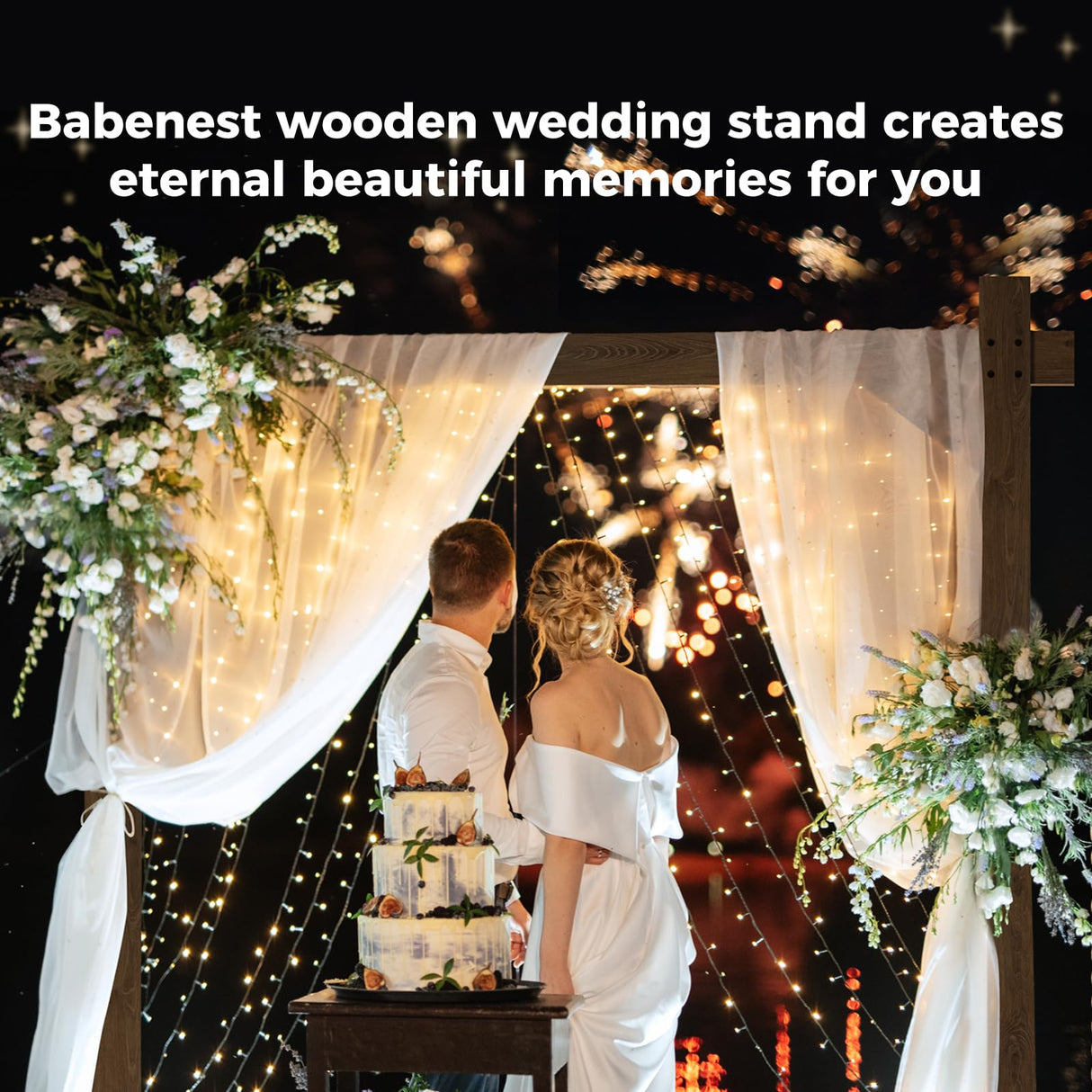Babenest 7.38FT Wooden Wedding Arch, Square Wood Backdrop Arbor Stand, Indoor Outdoor Wedding Arbor for Rustic Ceremony Birthday Party Bridal Baby Shower Banquet Proposal Scene Garden Decoration Babenest