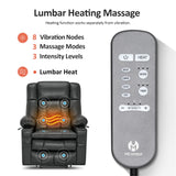MCombo Dual Motor Power Lift Recliner Chair for Elderly, Lay Flat Lift Chair with Heat and Massage, Cup Holders, USB Ports, Faux Leather 7890 (Grey, Medium) MCombo