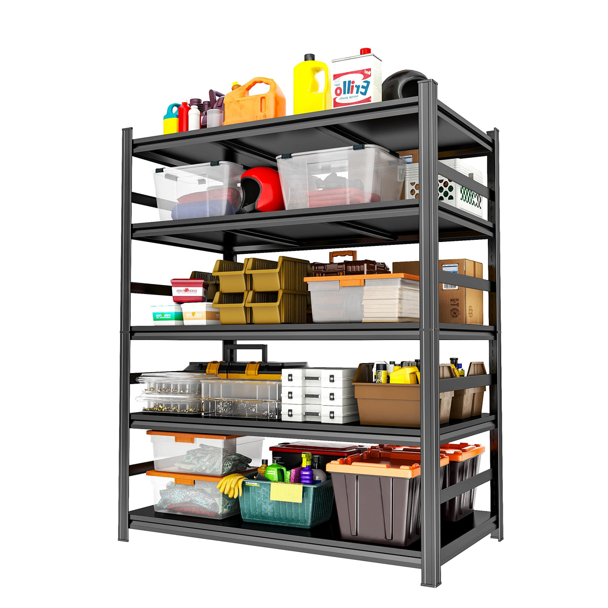 Garage Shelving Metal Storage Shelves 3500LBS Garage Storage Shelves Heavy Duty 5-Tier Adjustable Shelving Units for Basement, Commercial, Warehouse, Industrial, Black PRESTELION