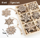 Binswloo 24pcs Wooden Snowflakes Ornaments, Unfinished Wood Cutouts Christmas Tree Hanging Ornaments for Crafts, Rustic Xmas Decorations Binswloo