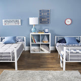 Walker Edison Elodie Urban Industrial Twin over Twin Metal Bunk Bed, Twin over Twin, White Walker Edison