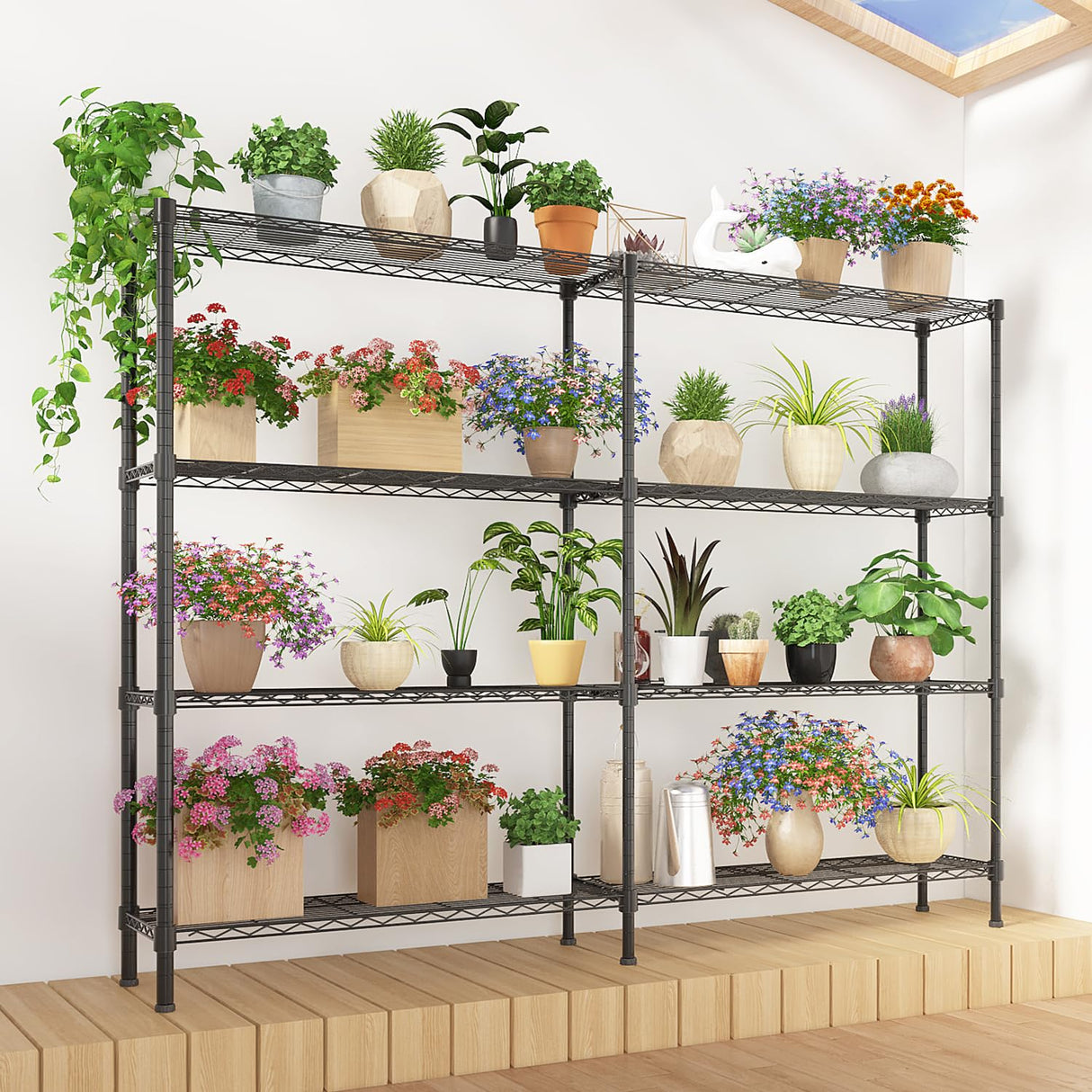 Vasitelan 57" W Storage Shelves, Metal Shelving 4-Tier Wire Shelving Unit Metal Shelves for Storage Adjustable Shelving Rack for Pantry Kitchen Garage Vasitelan