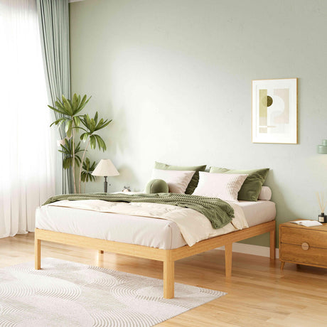 ZIYOO 18 Inch Queen Size Natural Bamboo Platform Bed Frame, Modern Minimalist Design, Easy Assembly, Heavy Duty Support, No Box Spring Needed ZIYOO