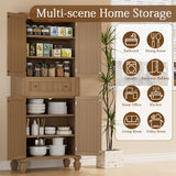 Yeyawomy 72" Tall Pantry Cabinet,Rattan Pantry Storage Cabinet,Large Kitchen Cabinet with Doors&Drawers,Freestanding Cupboard with Adjustable Shelves for Dining Room Yeyawomy