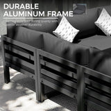 NICESOUL 7 Piece Modern Aluminum Outdoor Furniture Set with Fire Pit Propane/Gas, 29 inch Deep Wide Seat, All Weather Patio Conversation Set, L Shaped Modular Sectional Sofa for Backyard, Dark Gray NICESOUL