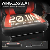 Dowinx Gaming Chair with Pocket Spring Cushion, Ergonomic Computer Chair with Massage Lumbar and Footrest for Adults, High Back Game Chair Leather for Office Gaming 300LBS, Red New Dowinx