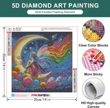 Zythron Moon Diamond Art,Diamond Art Kits for Adults Moon Fairy Diamond Painting Kits for Adults Beginner,Fairy Girl 5D DIY Full Round Drill Gem Art Kits,Home Wall Decor 14 x 14 Inch Zythron